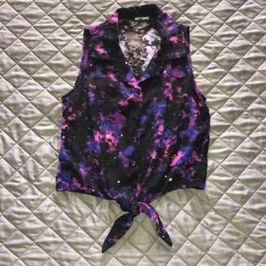 Galaxy Front Tie Button Up